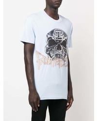 T-shirt à col rond imprimé bleu clair Philipp Plein