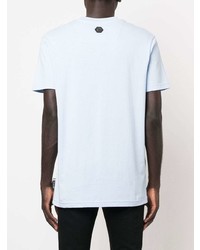 T-shirt à col rond imprimé bleu clair Philipp Plein