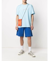 T-shirt à col rond imprimé bleu clair MSGM