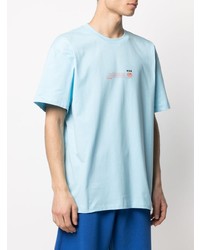 T-shirt à col rond imprimé bleu clair MSGM