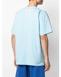 T-shirt à col rond imprimé bleu clair MSGM