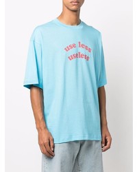 T-shirt à col rond imprimé bleu clair Diesel
