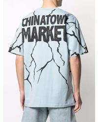 T-shirt à col rond imprimé bleu clair Chinatown Market