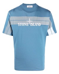 T-shirt à col rond imprimé bleu clair Stone Island