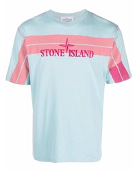 T-shirt à col rond imprimé bleu clair Stone Island