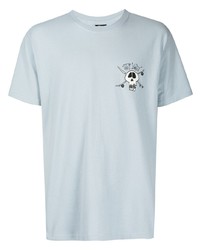 T-shirt à col rond imprimé bleu clair Stussy