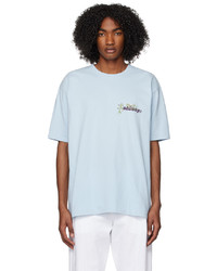 T-shirt à col rond imprimé bleu clair Stussy