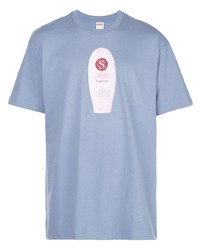 T-shirt à col rond imprimé bleu clair Supreme