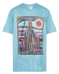 T-shirt à col rond imprimé bleu clair Supreme