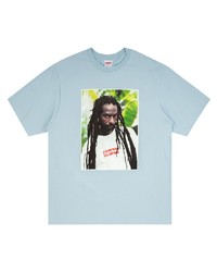 T-shirt à col rond imprimé bleu clair Supreme