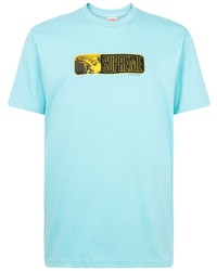 T-shirt à col rond imprimé bleu clair Supreme