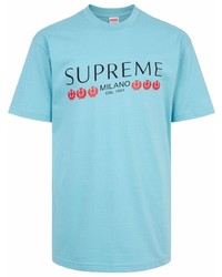 T-shirt à col rond imprimé bleu clair Supreme