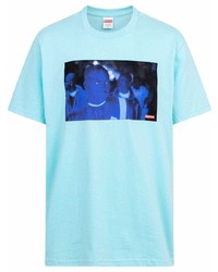 T-shirt à col rond imprimé bleu clair Supreme