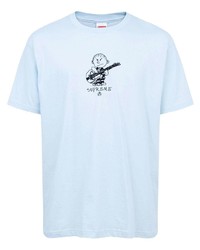 T-shirt à col rond imprimé bleu clair Supreme