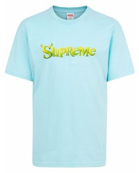 T-shirt à col rond imprimé bleu clair Supreme