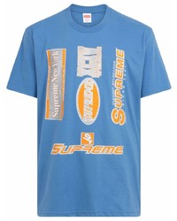 T-shirt à col rond imprimé bleu clair Supreme