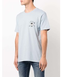 T-shirt à col rond imprimé bleu clair Stussy