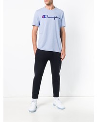 T-shirt à col rond imprimé bleu clair Champion