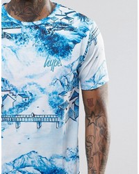 T-shirt à col rond imprimé bleu clair Hype