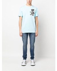 T-shirt à col rond imprimé bleu clair Philipp Plein