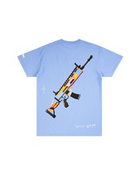 T-shirt à col rond imprimé bleu clair Travis Scott Astroworld