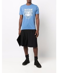 T-shirt à col rond imprimé bleu clair Kenzo