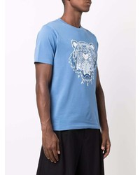 T-shirt à col rond imprimé bleu clair Kenzo