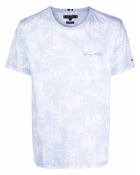 T-shirt à col rond imprimé bleu clair Tommy Hilfiger