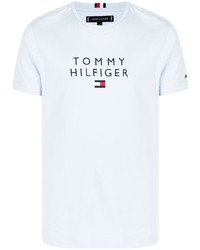 T-shirt à col rond imprimé bleu clair Tommy Hilfiger