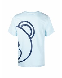 T-shirt à col rond imprimé bleu clair Moschino