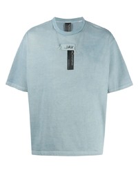 T-shirt à col rond imprimé bleu clair VAL KRISTOPHE