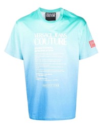 T-shirt à col rond imprimé bleu clair VERSACE JEANS COUTURE