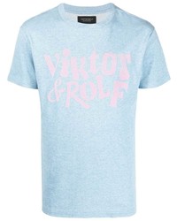 T-shirt à col rond imprimé bleu clair Viktor & Rolf