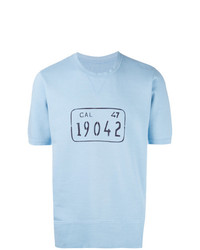 T-shirt à col rond imprimé bleu clair VISVIM