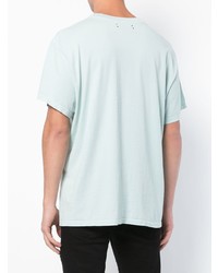 T-shirt à col rond imprimé bleu clair Amiri