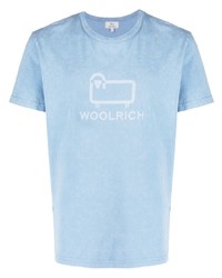 T-shirt à col rond imprimé bleu clair Woolrich