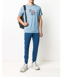 T-shirt à col rond imprimé bleu clair PS Paul Smith