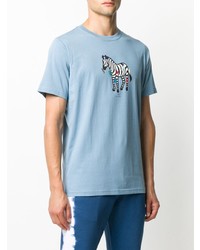 T-shirt à col rond imprimé bleu clair PS Paul Smith