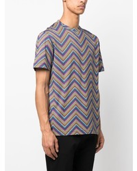 T-shirt à col rond imprimé bleu clair Missoni