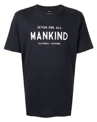 T-shirt à col rond imprimé bleu marine et blanc 7 For All Mankind