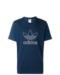 T-shirt à col rond imprimé bleu marine et blanc adidas