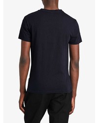 T-shirt à col rond imprimé bleu marine et blanc Burberry