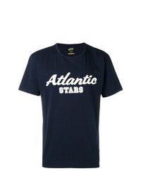 T-shirt à col rond imprimé bleu marine et blanc atlantic stars