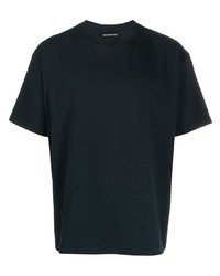 T-shirt à col rond imprimé bleu marine et blanc Balenciaga