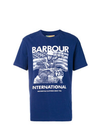 T-shirt à col rond imprimé bleu marine et blanc Barbour By Steve Mc Queen