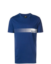 T-shirt à col rond imprimé bleu marine et blanc BOSS HUGO BOSS