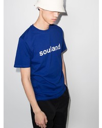 T-shirt à col rond imprimé bleu marine et blanc Soulland