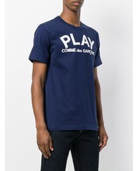 T-shirt à col rond imprimé bleu marine et blanc Comme Des Garcons Play