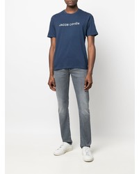 T-shirt à col rond imprimé bleu marine et blanc Jacob Cohen