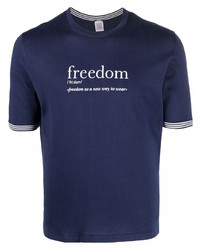 T-shirt à col rond imprimé bleu marine et blanc Eleventy